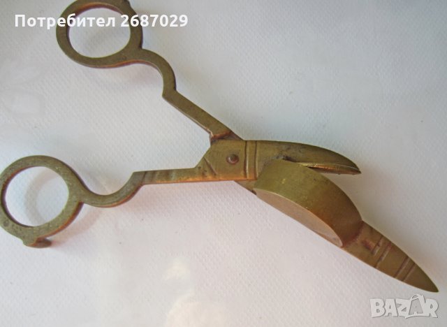 Свещник и Стара ножица за свещи, месинг, бронз антика, метал и свещник, снимка 2 - Антикварни и старинни предмети - 30094908