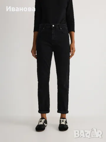 Дънки от памучен черен деним