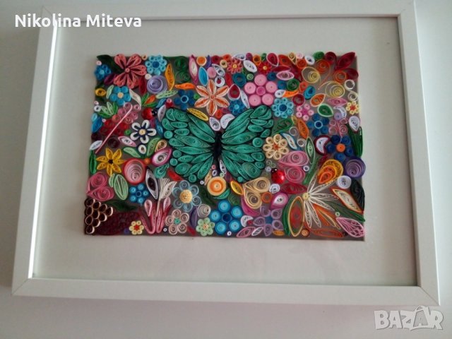 Квилинг картина "Цветна градина", снимка 1