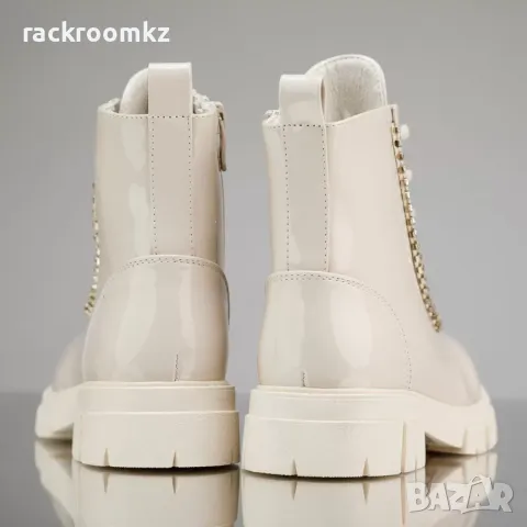 Детски боти с лачено покритие в бежов цвят 3563-2 beige, снимка 3 - Детски боти и ботуши - 48157733