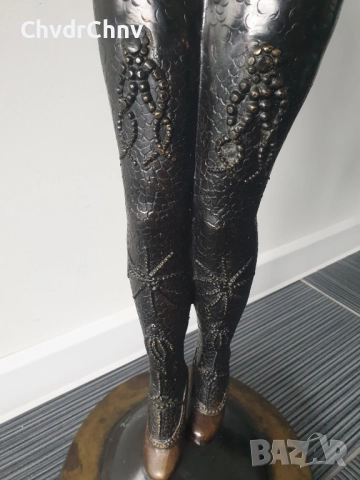 107см-11кг Chiparus статуетка/стара френска бронзова скулптура/голяма фигура на кабаретна танцьорка, снимка 10 - Статуетки - 51742688