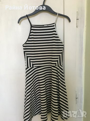 Черно-бяла лятна рокля райе H&M, размер 38
