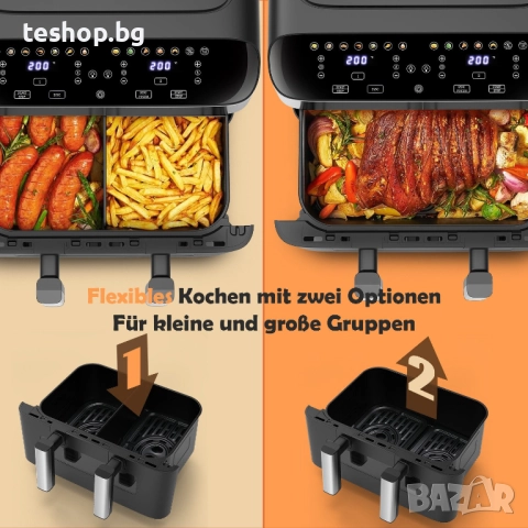 Фритюрник с горещ въздух 10 литра двоен 2600 вата, снимка 2 - Фритюрници - 52634190