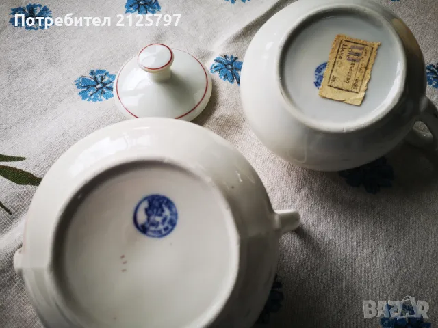 Лот порцеланови латиера (каничка) и захарница, снимка 7 - Антикварни и старинни предмети - 49798146