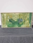70х40см/абстрактна стара картина масло върху платно/ексресионизъм/зелена вода/дървена рамка, снимка 2