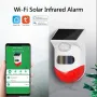 Tuya WiFi соларен външен PIR алармен датчик движение със звукова и светлинна сигнализация, снимка 2