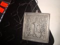 ДВУСТРАННА НАГРЪДНА МАСИВНА ПРАВОСЛАВНА ИКОНА МАЙСТОРСКА ИЗРАБОТКА БЯЛ СРЕБРИСТ МЕТАЛ СОЗОПОЛ 12687, снимка 16