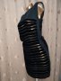 Custommade M Черна прозрачна рокля с ивици от плюш , снимка 6