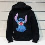 Нов детски суичър с дигитален печат Стич (Stitch) в черен цвят, снимка 1