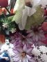 Ваза българско цветно стъкло с голям букет цветя, снимка 3