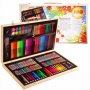Комплект за рисуване от 180 части, многоцветен, в дървен куфар, снимка 2