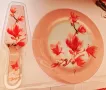 Красив, нов комплект за торта от стъкло – чиния и лъжица, снимка 2