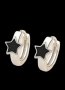 Сребърни обеци халки звезди,"Black stars"нови

, снимка 1 - Колиета, медальони, синджири - 42387605