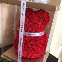 Мече от вечни рози в подаръчна кутия Свети Валентин, снимка 3 - Други - 30809241