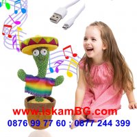 Танцуващ, пеещ и играещ кактус играчка с USB зареждане - код 3698, снимка 2 - Музикални играчки - 36910777