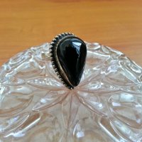 Сребърен пръстен с черен оникс , снимка 1 - Пръстени - 42759606