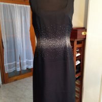 Дълга черна дамска рокля с бляскави мотиви, снимка 2 - Рокли - 30703699