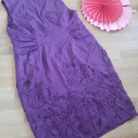 Лилава рокля с флорални мотиви, снимка 5 - Рокли - 31687304
