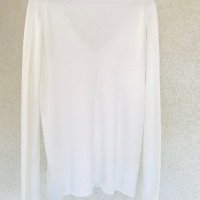 Млечнобяла блуза кежуал с V деколте, снимка 6 - Блузи с дълъг ръкав и пуловери - 40382940