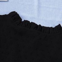 Дамска блуза в черно с къс ръкав и принт на точки, снимка 7 - Корсети, бюстиета, топове - 40494414