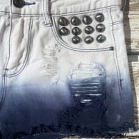 Къси дънкови панталони Tally Weijl, цвят синьо-бяло омбре, XXS, , снимка 3 - Къси панталони и бермуди - 38147100