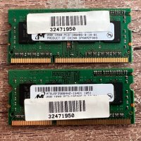 РАМ памет за лаптоп Micron 2 x 2GB DDR3-1333 SODIMM PC3-10600 1.5V Single Rank (кит)