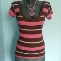 Памучна дизайнерска блуза тип тениска "rue 21" / универсален размер , снимка 2 - Тениски - 37344145