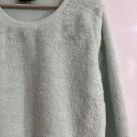 Макси еластична пухена блуза в бледо зелено -изключително мека и комфортна, снимка 3 - Блузи с дълъг ръкав и пуловери - 39971214