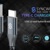 Syncwire USB 3.0 към Type-C кабел, бързо зареждане и синхронизиране, найлонова оплетка - 180 см, снимка 2 - USB кабели - 40198882