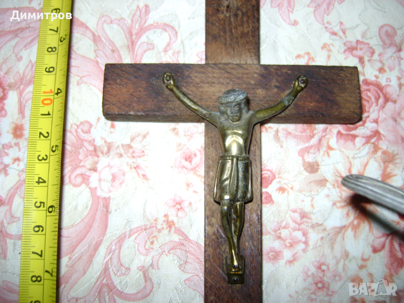 Много старо бронзово разпятие, снимка 1