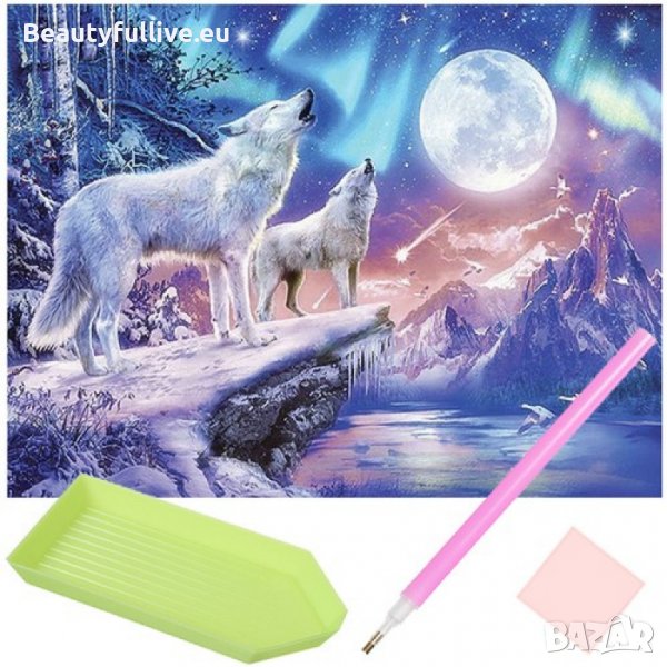 Диамантена бродерия Бели Вълци, снимка 1