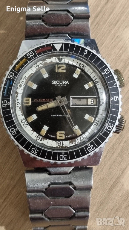 Винтидж автоматичен часовник Sicura Diver с двойна коронка, снимка 1