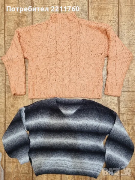 Обемни пуловери от плетиво , снимка 1