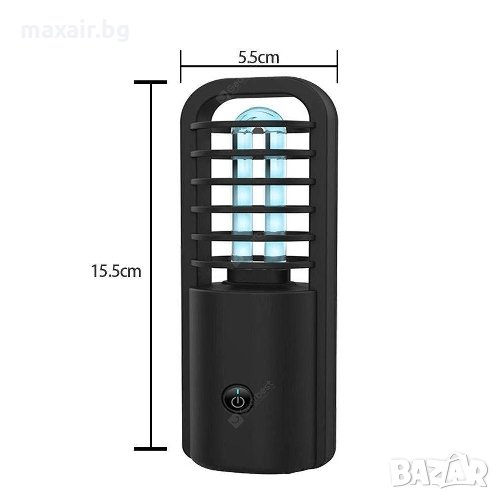 Преносима УВ противовирусна лампа с озон UVC-86 2.5W Черна, снимка 1