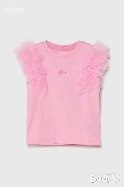 Детска тениска в розово Guess, размер 96-104см, снимка 1
