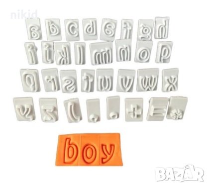 32 Малки букви латиница азбука символи резци печат пластмасови сет за торта фондан тесто пита, снимка 1