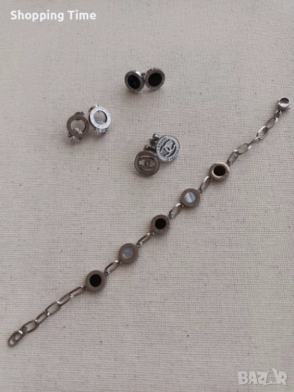 Комплект от 3 чифта обеци и гривна неръждаема стомана, Спиди/лично предаване, снимка 1