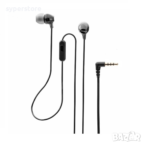 Слушалки с микрофон Sony MDR-EX15AP Черни тапи Хендсфри Тип тапи за уши In-ear, снимка 1