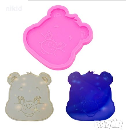 Грижовните мечета The Care Bears мече глава голяма плитък силиконов молд форма фондан смола декор , снимка 1