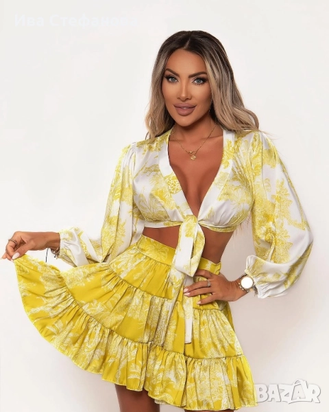 Нов сет комплект от две части къса разкроена пола и топ blessbyzl Zlatka Raykova Златка Райкова , снимка 1