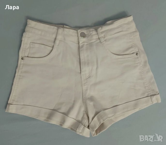 Ярко бели къси панталонки с висока талия Zara Trafaluc, снимка 1