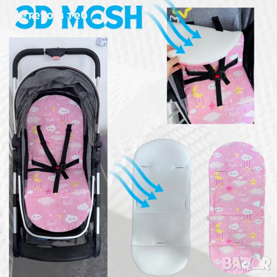 Постелка против изпотяване Лукс 3д меш Розови облаци, снимка 1