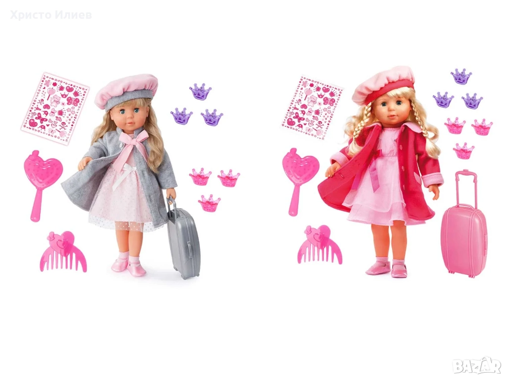 BAYER кукла Шарлийн със сиво / розово палто с функция за целуване, снимка 1