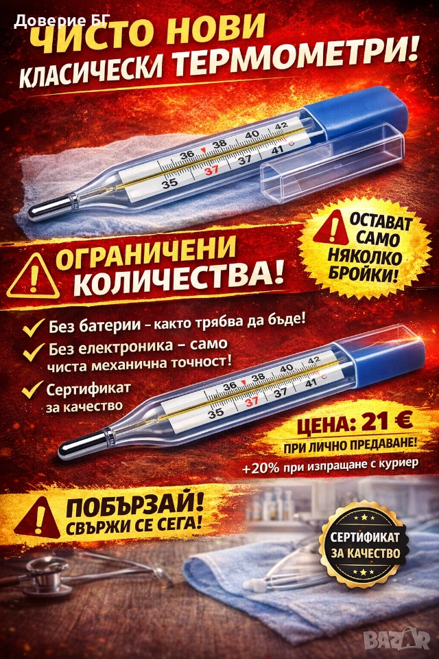 Чисто нови класически термометри – еталон за точност, снимка 1