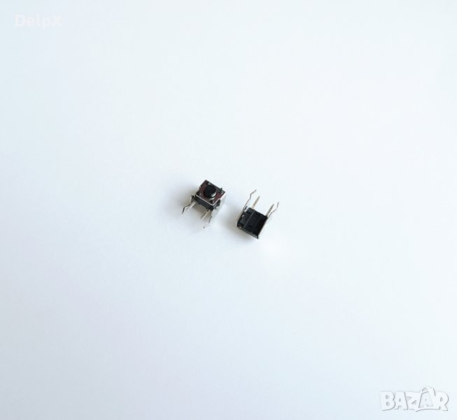 Малък ъглов бутон 2pin 6х6х7mm незадържащ НО черен 12V 0,05A H=3,5mm, снимка 1
