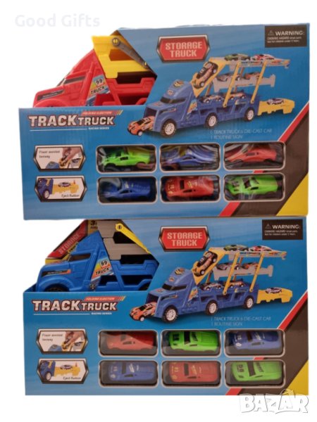 Детски автовоз с рампа и 6 колички, снимка 1