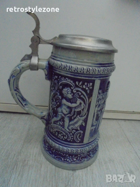 № 8185 стара порцеланова халба - GERZ  - с метален капак  , снимка 1