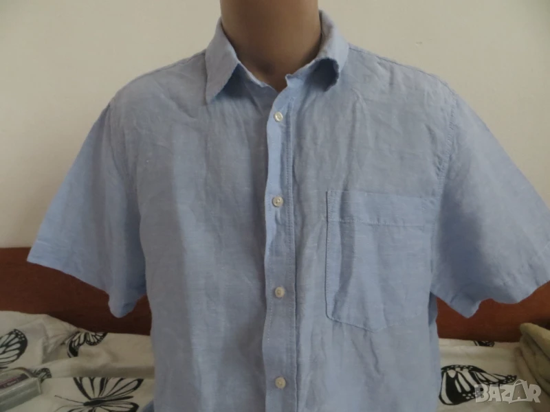 Мъжка риза с къс ръкав лен и памук Dobber, снимка 1