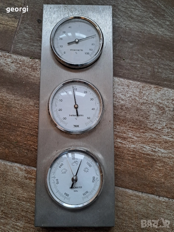 домашна метеорологична станция термометър барометър влагомер 24/6, снимка 1