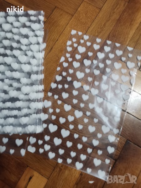 10 бр големи прозрачни на сърца опаковъчни пликчета торбички за дребни сладки или др., снимка 1